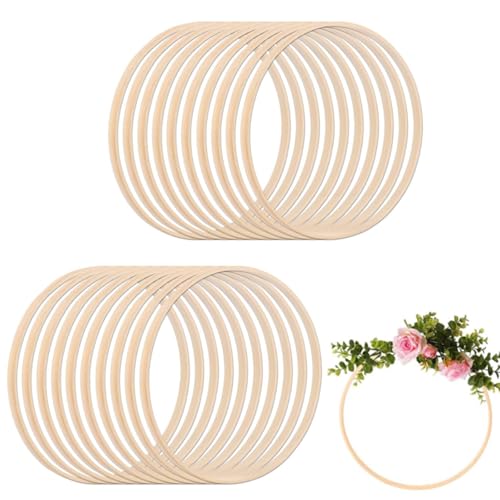YAYODS 20 Stück Holzringe zum Basteln 23CM - Dekoringe zum Hängen Holz, Holzring Bambus Blumenkranz - Ringe zum Basteln, Holzringe Makramee Ringe Traumfänger für Hochzeit Kranz Decor und DIY Handwerk YAYODS 20 Stück Holzringe zum Basteln 23CM - Dekoringe zum Hängen Holz, Holzring Bambus Blumenkranz - Ringe zum Basteln, Holzringe Makramee Ringe Traumfänger für Hochzeit Kranz Decor und DIY Handwerk von YAYODS