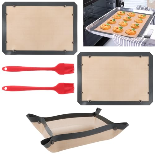 YAYODS 3 Stück Backmatte Silikon Backofen - Antihafte Dauerbackmatte mit Silikonpinsel - 42x30cm Silikonmatte Backen - Wiederverwendbar Silikonbackmatte - Backunterlage Teigmatte, Spülmaschinenfest YAYODS 3 Stück Backmatte Silikon Backofen - Antihafte Dauerbackmatte mit Silikonpinsel - 42x30cm Silikonmatte Backen - Wiederverwendbar Silikonbackmatte - Backunterlage Teigmatte, Spülmaschinenfest von YAYODS