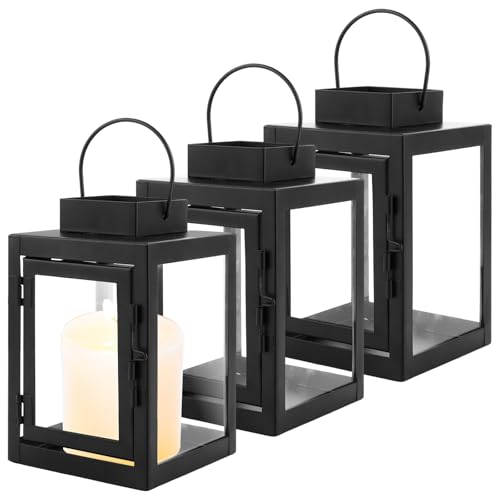 YAYODS 3 Stück Laternen für Draußen 17cm - Garten Laterne Schwarz - Windlicht Outdoor Laterne Wetterfest - Gartenlaterne Deko Laterne Dekoration für Wohnzimmer, Balkon & Garten YAYODS 3 Stück Laternen für Draußen 17cm - Garten Laterne Schwarz - Windlicht Outdoor Laterne Wetterfest - Gartenlaterne Deko Laterne Dekoration für Wohnzimmer, Balkon & Garten von YAYODS
