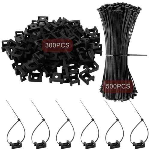 YAYODS 800 Stück Kabelbinder Halter Befestigungssockel für Kabelbinder mit Schraubloch - 21x15x9MM Nylon Kabelbinderhalterung Sattelhalterung - Schwarz Kabelhalter Schraubbar für Kabelbefestigung von YAYODS