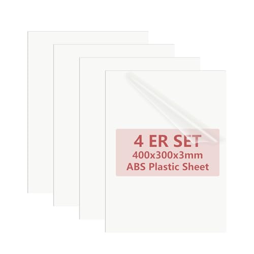 YAYODS 4 Stück Kunststoffplatte 3mm - 30 x 40 cm ABS Kunststoffplatten - Plastikplatte Weiß - Polystyrol Platte - Polyethylen Platte für Modellbau, Heimdekoration, Kunsthandwerk, Kotflügel von YAYODS