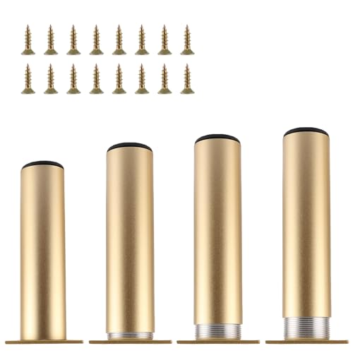 YAYODS 4 Stück Möbelfüße Gold - 15 cm Schrankfüsse Verstellbar - Möbelfüsse Metall mit Schrauben für Sofa, TV-Schrank, Nachttisch, Couchtisch, Schrank, Schreibtisch von YAYODS