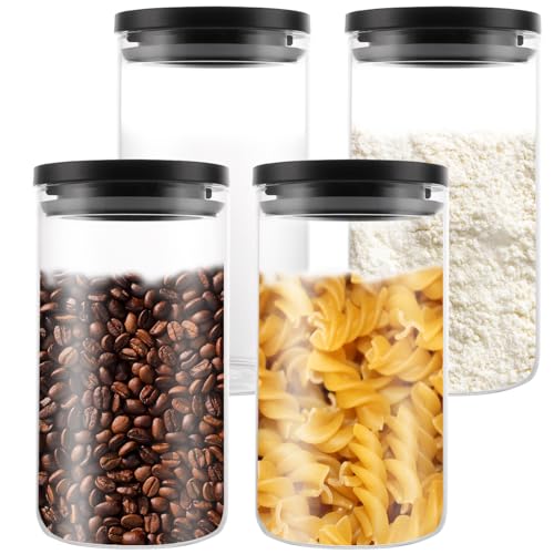 YAYODS 4 Stück Vorratsdosen Glas mit Deckel - 1.2 L Vorratsdosen mit Deckel Luftdicht Klein - Vorratsgläser mit Deckel Schwarz für Kaffeebohnen, Spaghetti, Mehl, Sugar YAYODS 4 Stück Vorratsdosen Glas mit Deckel - 1.2 L Vorratsdosen mit Deckel Luftdicht Klein - Vorratsgläser mit Deckel Schwarz für Kaffeebohnen, Spaghetti, Mehl, Sugar von YAYODS