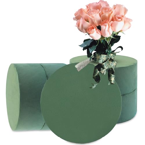 YAYODS 5 Stück Steckschaum Rund 20 x 8 cm - Steckschwamm für Blumen - Grün Steckmasse für Kunstblumen - Steckmoos Gesteck Schwamm zum Basteln für Hochzeiten, Feiern, Garten, Blumen-Deko von YAYODS
