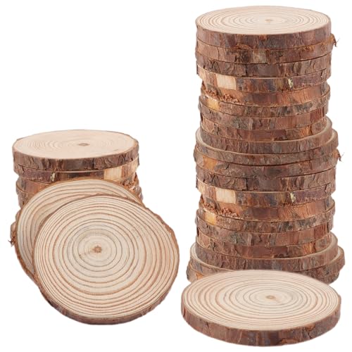 YAYODS 50 Stück Holzscheiben 6cm Durchmesser - Holzscheiben zum Basteln - Holzscheiben klein für DIY Rustikale Kerzenständer, Dicke 0.5 cm von YAYODS