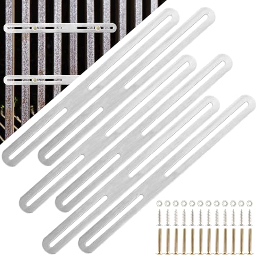 YAYODS 6 Stück Befestigungsset für Zaunbriefkasten - 280x25x3mm Silber Doppelstabmattenzaun Verstellbare Zaunbefestigung - Flachverbinder Edelstahl mit Langloch für Zaun Briefkasten Zaunmontage von YAYODS