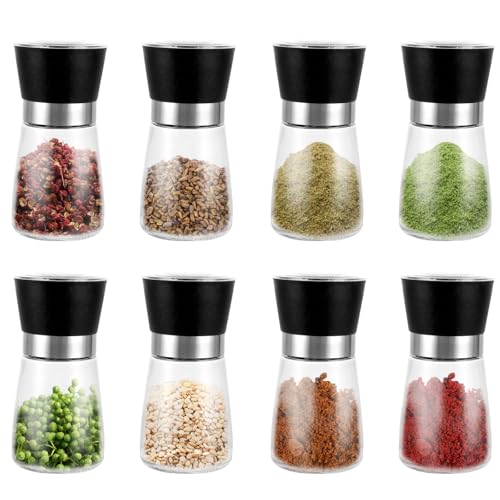 YAYODS 8 Stück Pfeffermühle - Gewürzmühle - 180 ml Einstellbarem Salzmühle - Gewürzmühlen mit Keramikmahlwerk - Schwarz Glas Pfeffermühlen - Gewürz Mühle für Pfeffer, Chili, Salz, Gewürz YAYODS 8 Stück Pfeffermühle - Gewürzmühle - 180 ml Einstellbarem Salzmühle - Gewürzmühlen mit Keramikmahlwerk - Schwarz Glas Pfeffermühlen - Gewürz Mühle für Pfeffer, Chili, Salz, Gewürz von YAYODS