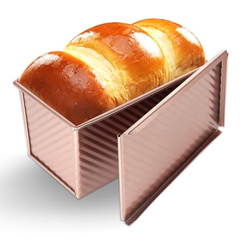 YAYODS Antihaftbeschichtete Pullman-Kastenform, 450 g Brot-Toastform mit Gleitabdeckung, Karbonstahl-Brotformen für Toast, Sandwich, Kuchen, Backen von YAYODS