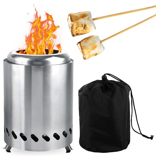 YAYODS Tisch-Feuerstelle, Edelstahl, rauchfrei, kleiner Solo-Herd mit Tragetasche, tragbare Camping-Feuerstelle für den Außenbereich, Garten & Terrasse von YAYODS