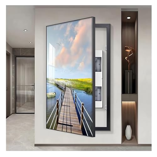 Elektrische Panel-Abdeckung，Elektrische Zählerbox， Schrank Dekorative Verstecken Elektrische Panel Meter Breaker Wand Montiert Abdeckung Dekoration(Black,70x140 cm(27.6x55.1 in)) von YAYREC