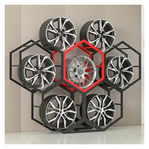 Reifenfelgen-Präsentationsständer，Reifenregal， Felgen Reifen Rack Felge Halter Dreieck Hexagon Kleine Reifen Display Rack Ersatz Reifen Organizer(5+1) von YAYREC