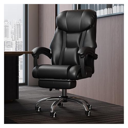YAYREC Bürostuhl，Gaming-Stuhl， Bürostuhl Gaming-Stuhl Computerstuhl Chefsessel mit Rollen Ergonomischer Schreibtischstuhl aus Leder(Black) von YAYREC