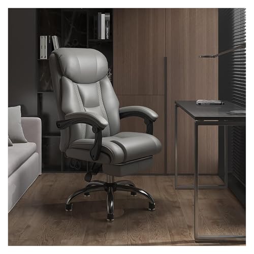 YAYREC Bürostuhl，Gaming-Stuhl， Bürostuhl Gaming-Stuhl Computerstuhl Chefsessel mit Rollen Ergonomischer Schreibtischstuhl aus Leder(Grey) von YAYREC