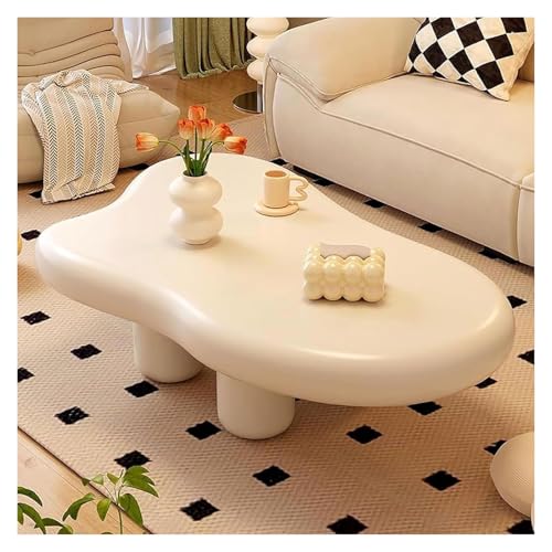 YAYREC Couchtisch，Teetisch，Tisch in der Mitte， Couchtisch Modern Creme Beistelltisch Kleiner Wohndekor Mitteltisch Bodentisch Beistelltisch Unregelmäßiger Teetisch(100 * 70 * 40cm) von YAYREC