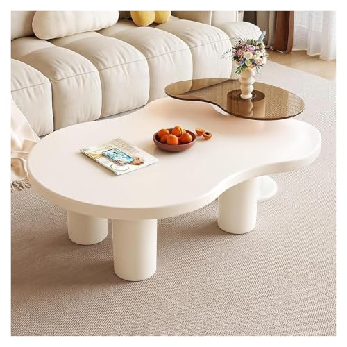 YAYREC Couchtisch,Teetisch,Tisch in der Mitte, Couchtische Moderner unregelmäßiger Couchtisch, cremefarbener Mitteltisch in Wolkenform mit Glasplatte, Beistelltisch YAYREC Couchtisch,Teetisch,Tisch in der Mitte, Couchtische Moderner unregelmäßiger Couchtisch, cremefarbener Mitteltisch in Wolkenform mit Glasplatte, Beistelltisch von YAYREC