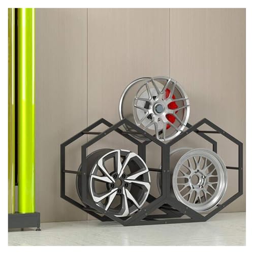 YAYREC Reifenfelgen-Präsentationsständer，Reifenregal， Felgen-Reifenständer for die Garage, Heimmesse, Autowerkstatt, bodenstehender Reifen-Sechseck-Displayständer(2+1) von YAYREC