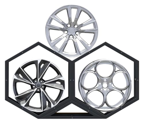YAYREC Reifenfelgen-Präsentationsständer，Reifenregal， Felgen-Reifenständer for die Garage, Heimmesse, Autowerkstatt, bodenstehender Reifen-Sechseck-Displayständer(2+1) von YAYREC