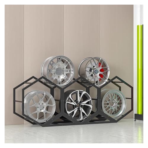 YAYREC Reifenfelgen-Präsentationsständer，Reifenregal， Felgen-Reifenständer for die Garage, Heimmesse, Autowerkstatt, bodenstehender Reifen-Sechseck-Displayständer(3+2) von YAYREC