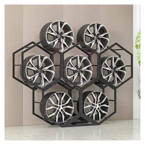 YAYREC Reifenfelgen-Präsentationsständer，Reifenregal， Felgen-Reifenständer for die Garage, Heimmesse, Autowerkstatt, bodenstehender Reifen-Sechseck-Displayständer(5+1) von YAYREC