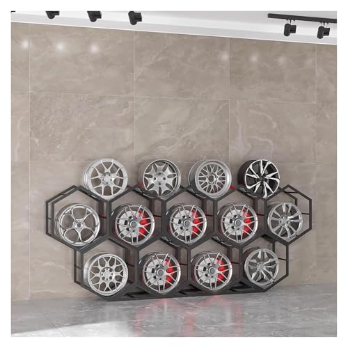 YAYREC Reifenfelgen-Präsentationsständer，Reifenregal， Felgen-Reifenständer for die Garage, Heimmesse, Autowerkstatt, bodenstehender Reifen-Sechseck-Displayständer(9+3) von YAYREC
