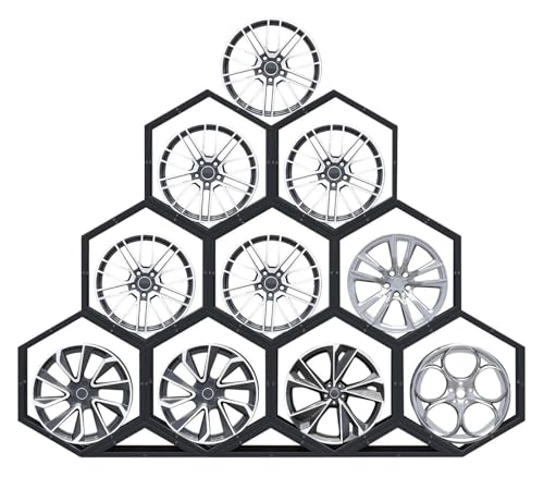 YAYREC Reifenfelgen-Präsentationsständer，Reifenregal， Felgen-Reifenständer for die Garage, Heimmesse, Autowerkstatt, bodenstehender Reifen-Sechseck-Displayständer(9+3) von YAYREC