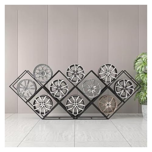 YAYREC Reifenfelgen-Präsentationsständer，Reifenregal， Honeycombed Rim Tire Display Rack Frees Standing Car Hub Tyre Organizer for Home/Office/Motel Wall Decor(7+2) von YAYREC