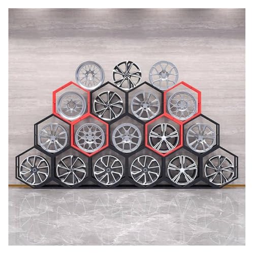 YAYREC Reifenfelgen-Präsentationsständer，Reifenregal， Stapelbares Reifenfelgen-Präsentationsregal, Reifenregal, Garagen-Präsentationsregale, Auto-Radnaben-Reifen-Organizer-Ständer(15+5) von YAYREC