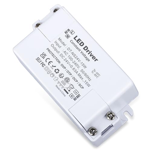 YAYZA! LED Trafo 24V15W, LED Transformator 230V auf 24V DC LED Netzteil, IP44 Driver, Konstantspannungs Treiber für Streifen Lampen G4, MR11, GU5.3, MR16 von YAYZA!