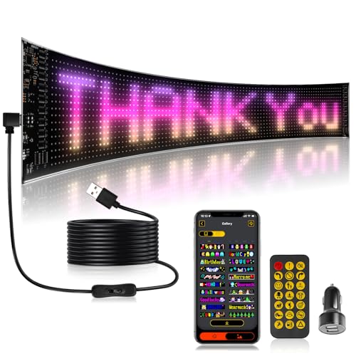 YAYZA! Mehrzweck LED Laufschrift, RGB Programmierbares Flexible LED Matrix Display Panel, 595x120MM Panel Unterstützung Text für Party, Shop Werbetafel, Auto, LKW von YAYZA!