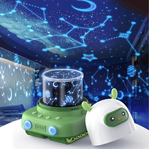 YAZEKY LED-Projektor, Rolling Walking Deer Roboter, intelligentes Nachtlicht, Galaxie-Stern-Astronauten-Projektorlampe, geeignet für Kinderzimmer, Schlafzimmer, Nachttisch-Nachtlicht (Grün) von YAZEKY