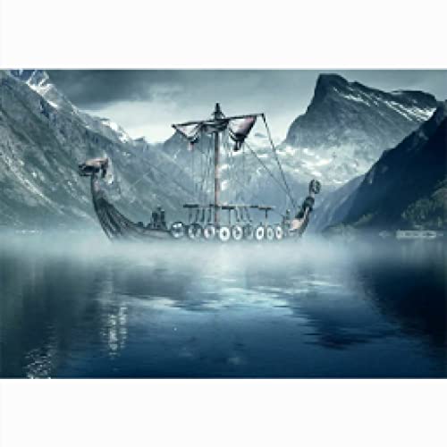 Cold North Sea Wikinger Langschiff Leinwand Kunst Poster Zitat Wohnzimmer Leinwand Wand Künstler Home Dekorative Wandkunst 80x120cm (32x47in) Rahmenlos von YAZHULUCK