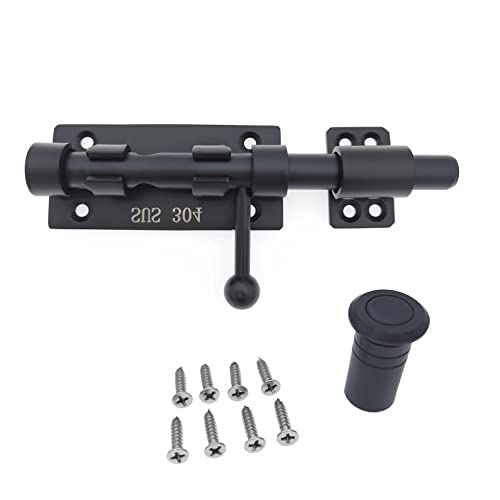 Schwarzer Schieberiegel, Torriegel, extra dick, 304 Edelstahl, Zylinderriegel mit schwarzer Pulverbeschichtung, robustes Sicherheitsschloss für Zäune, Tore und Türen Schwarzer Schieberiegel, Torriegel, extra dick, 304 Edelstahl, Zylinderriegel mit schwarzer Pulverbeschichtung, robustes Sicherheitsschloss für Zäune, Tore und Türen von YAZREM