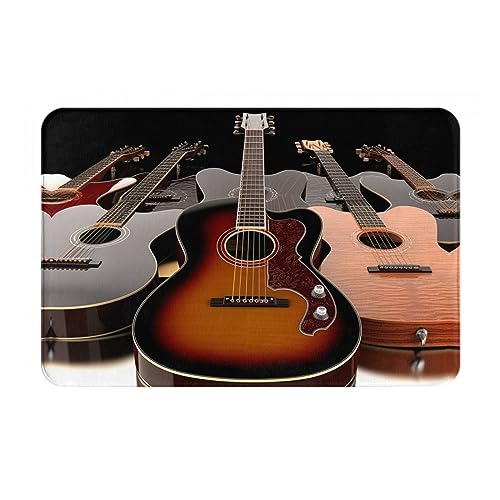 Fußmatte mit Gitarren-Aufdruck für den Innen- und Außenbereich, Flanell, leicht zu reinigen, rutschfest, für Eingangstür innen und außen von YAZGAN
