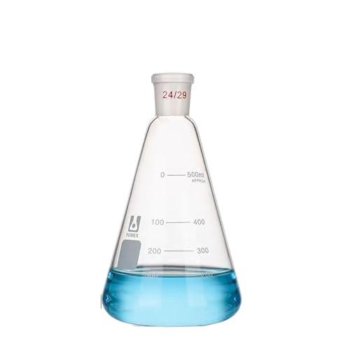 Glas Becherglas, Rundbodenkolben， 500 ml Erlenmeyerkolben aus Borosilikatglas mit 24/29-Hals for den Laborgebrauch von YBAAKZIIR