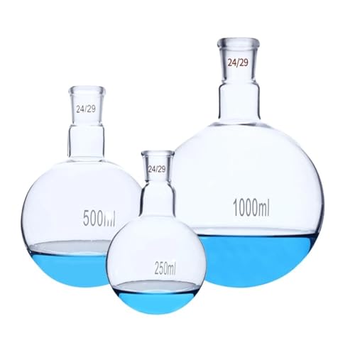 Glas Becherglas, Rundbodenkolben， GG-17 Glaskolben Laborglaswaren Standardöffnung 50-2000 ml mit mehreren Öffnungsgrößen(150ml 24-29) von YBAAKZIIR