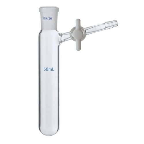 Glas Becherglas, Rundbodenkolben， Laborglas-Reaktionskolben mit Mahlöffnung, Schlenk-Rohr und PTFE-Kolben (10–250 ml)(25ml caliber19) von YBAAKZIIR