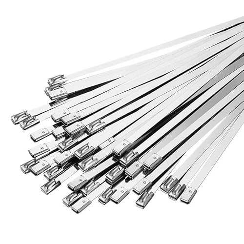 Kabelbinder, Edelstahl-Kabelbinder 304 Silber 4,6x(100-1000) mm 100 Stück(4.6x900mm) von YBAAKZIIR