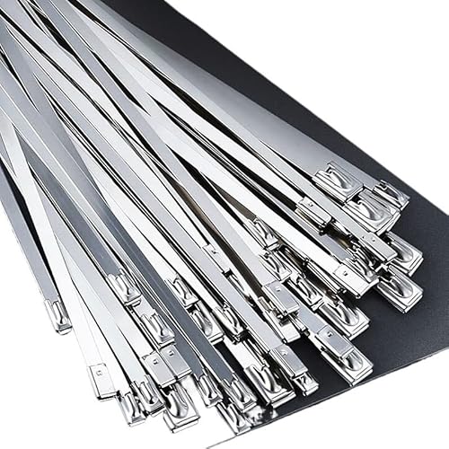 Kabelbinder, Selbstsichernde Kabelbinder aus Edelstahl, 100 Stück, 4,6–12 mm Breite, 100–700 mm Länge, Industriell(12mm*700mm) von YBAAKZIIR