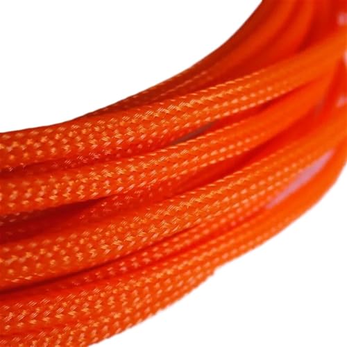 Kabelschützer Draht ， 3MM 4MM 6MM 8MM 10MM 12MM 16MM Flache Ärmel Geflochtene Erweiterbar Kabel Draht Schlangenhaut Sleeving(Orange,6MM-20 METERS) von YBAAKZIIR