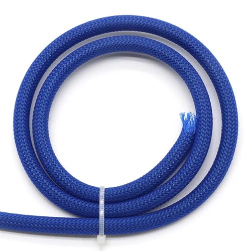 Kabelschützer Draht ， Kabelführung 1/5/10M Blau-Gold-Rot PET-Geflechtdraht 3 4 6 8 10 12 16 20 mm Eng Hohe Dichte Erweiterbar(Blue,10MM-5 METERS) von YBAAKZIIR