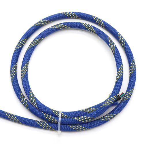 Kabelschützer Draht ， Kabelführung 1/5/10M Blau-Gold-Rot PET-Geflechtdraht 3 4 6 8 10 12 16 20 mm Eng Hohe Dichte Erweiterbar(Blue Gold,12MM-1 METER) von YBAAKZIIR
