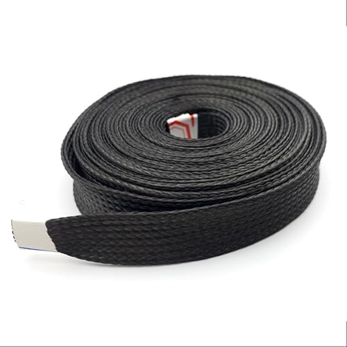 Kabelschützer Draht ， Schwarze, geflochtene, flexible Kohlefaser-Ummantelung von 4 bis 40 mm. Hochdichte, dicht abgeschirmte Kabelrohrummantelung(6MM*10 M) von YBAAKZIIR
