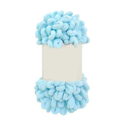 Polyester-Jumbo-Schlingengarn, Finger Loop Strickgarn Häkelgarn Packung mit 2 Rollen Multicolor(Sky Blue) von YBAAKZIIR