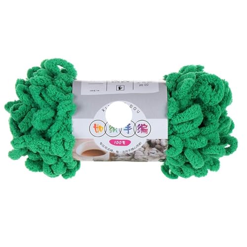 Polyester-Jumbo-Schlingengarn, Handgewebtes Fingerschlaufengarn Polyester 100g Rolle 3er-Pack Mehrfarbig for DIY(6618 Green) von YBAAKZIIR