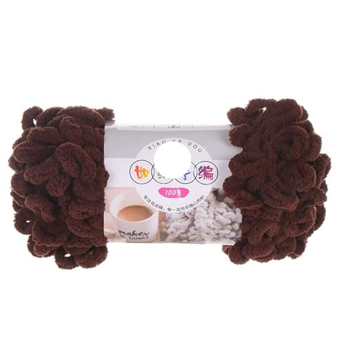 Polyester-Jumbo-Schlingengarn, Handgewebtes Fingerschlaufengarn Polyester 100g Rolle 3er-Pack Mehrfarbig for DIY(6619 Coffee) von YBAAKZIIR