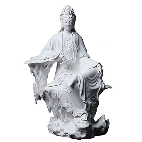 Statue von Buddha oder Bodhisattva, Ceramic Guanyin Bodhisattva Buddha Statue Sitting On Rock 22 Inches Ming Qing Style Statue von Buddha oder Bodhisattva, Ceramic Guanyin Bodhisattva Buddha Statue Sitting On Rock 22 Inches Ming Qing Style von YBAAKZIIR