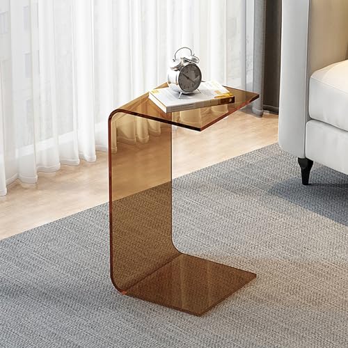 YBAAKZIIR Beistelltisch aus Acryl, U-förmiger Couchtisch, transparenter Nachttisch, Freizeittisch(Brown,30 * 30 * 65cm) von YBAAKZIIR