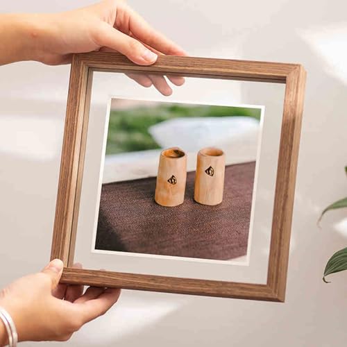 YBAAKZIIR Collage Bilderrahmen, Doppelseitiger Floatglas-Bilderrahmen, Acrylglas mit MDF, Mehrfarbig, mehrere Größen(Mahogany Color,Square 6-Inch [15.1 * 15.1cm]) von YBAAKZIIR
