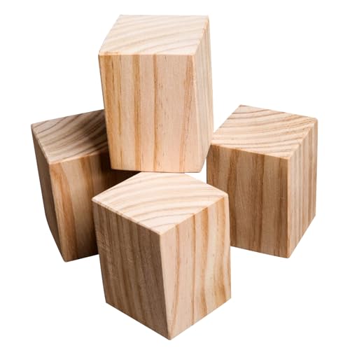 YBAAKZIIR Holz Möbel Lagerung Riser Lifters, 4 Stück Möbelerhöhungen aus Holz, massives Kiefernholz, quadratisch, Höhe 3–20 cm, mehrere Größen, 800 kg Tragkraft(5 x 5 x 3cm) von YBAAKZIIR