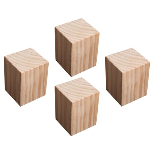 YBAAKZIIR Holz Möbel Lagerung Riser Lifters, Quadratische Möbelerhöhungen aus Kiefernholz, 4er-Pack, mehrere Größen, Höhe 3–20 cm, 800 kg(15 x 15 x 20cm) von YBAAKZIIR